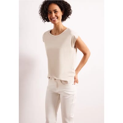 Shirt met overhangende schouder en decoratieve tape