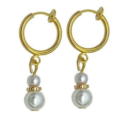 Klem oorbellen - goudkleurig - Synthetische parel- geen gaatje- Charme Bijoux