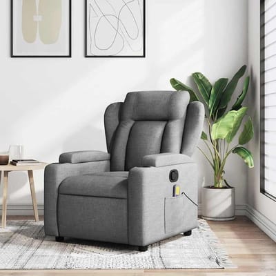 Relaxfauteuil Stof - Fauteuil met Massage - Ontspannen Thuis - Handmatige Verstelling - 77 x 94.5 x 100 cm - Donkergrijs