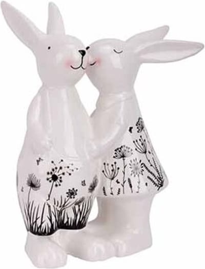 Koppel Rabbits Dotted Wit - Zwart 14,3x9 ,4xh19,3cm Langwerpig Dolomiet