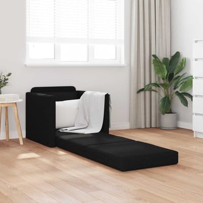 vidaXL - Slaapbank - Zwart - 74 - x - 77 - x - 81 - cm - Stof