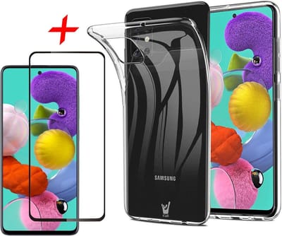 Hoesje geschikt voor Samsung Galaxy A51 - Screen Protector FullGuard - Back Cover Case ShockGuard Transparant & Screenprotector