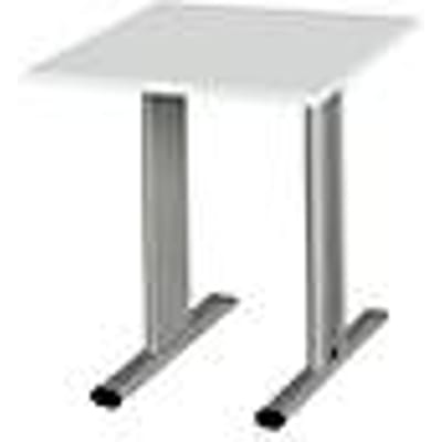 Schäfer Shop  Select Planova vergadertafel, vierkant, 800 x 800 mm, lichtgrijs, accentlijsten blank alu