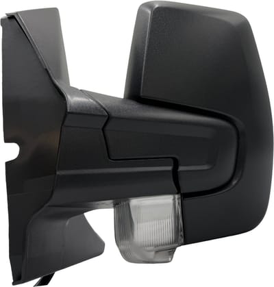 BILMAX Linker Buitenspiegel Vervanging voor Ford Transit Custom / Tourneo Custom (V362) 2018–2023, Korte Spiegelarm, Elektrisch Verstelbaar, Handmatig Inklapbaar, Verwarmd, Met Richtingaanwijzer, Zwart, 6-Pins (Bestuurderszijde)