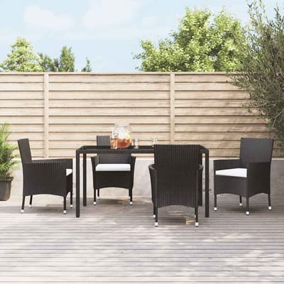 vidaXL Tuinstoelen met kussens 4 st zwart poly rattan (alleen VK/IE/FI/NO)