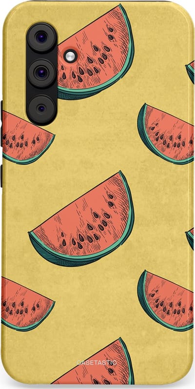 Casetastic Hoesje Geschikt voor Samsung A54 (5G) - Stijlvolle Beschermende Duo-layer Case - Retro Meloengeel