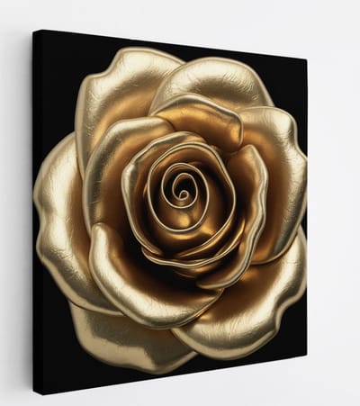 Saammp Canvas Schilderij - Goude Roos - bloemen - Natuur - Abstract - 20x20 - Foto op canvas - Wanddecoratie - Muurdecoratie Woonkamer - Kantoor Decoratie