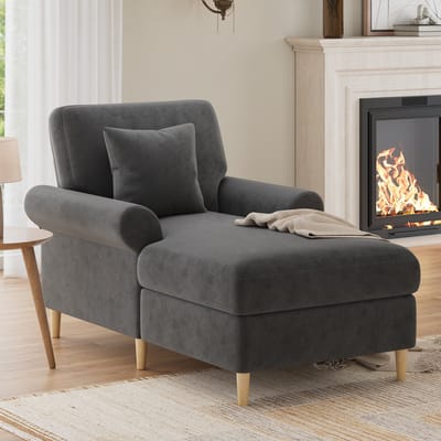 MODENUIT Relaxfauteuil 133 x 87 x 90 cm - Met Ligfunctie En Kussen - Voor Woonkamer En Slaapkamer - Fluweel Grijs