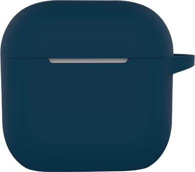 Hoesje - Geschikt voor Apple AirPods 4 - met Clip - Siliconen Hoes - Silicone Case Cover - Navy