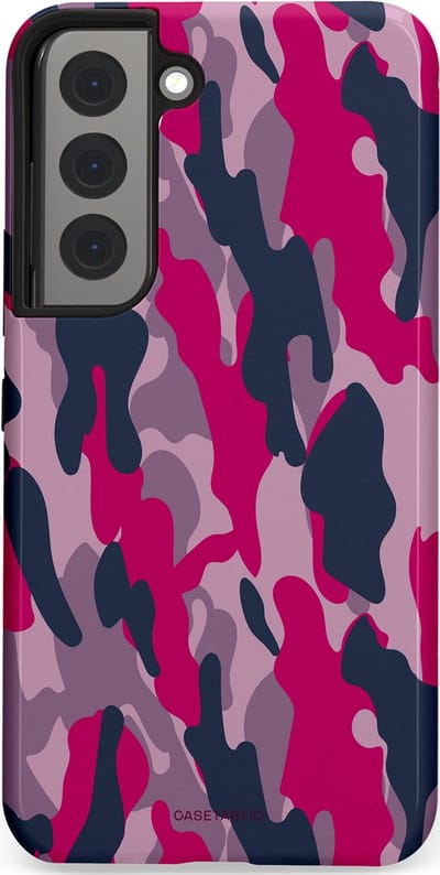 Casetastic hoesje geschikt voor Samsung Galaxy S22 - Dubbellaagse bescherming - Urban Pink Camo - Fashion Case - Lila Roze Donkergrijs Grijs