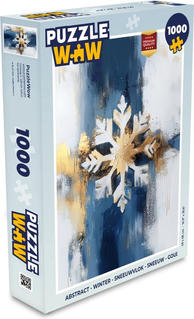 Puzzel Abstract - Winter - Sneeuwvlok - Sneeuw - Goud - Legpuzzel - Puzzel 1000 stukjes volwassenen