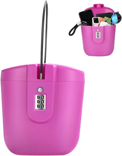 Draagbare kluis - met 45CM afneembare kabel - Reiskluis - Strandkluis - Mini Kluis - veilig - water/zand bestendig - voor Vakantie, Zwembad, Strand, Camping & Auto - 16x7x20cm