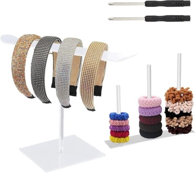 Set van 2 Transparante Haar Scrunchie Houder - Haarbanden Opbergstandaard, Accessoires Organizer en Sieraden Display voor Vrouwen en Meisjes