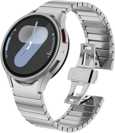 Chiguard Bandje geschikt voor Samsung Galaxy Watch 7 44mm / 7 40mm / 6 44mm / 6 40mm / 6 Classic / 5 44/40mm / 5 Classic Bandje – RVS Horlogeband – Vlindersluiting - Verstelbare Schakelband - Zilver