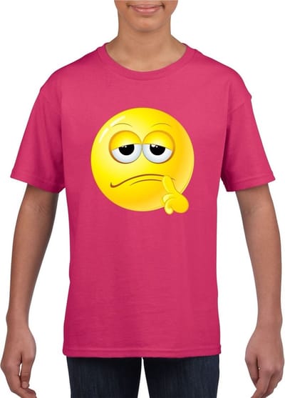 emoticon/ emoticon t-shirt bedenkelijk roze kinderen 110/116
