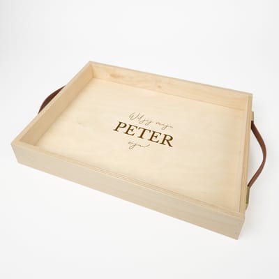 STERK - Houten dienblad - Dienblad - Dienblad met handvaten - Houten dienblad rechthoek - PETER VRAGEN - Wil je mijn peter zijn - Cadeau peter - Peter - Peter worden - Wil je mijn peter zijn