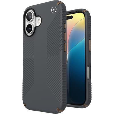 Speck hoesje geschikt voor Apple iPhone 16 - Ultieme Bescherming en Grip - Luxe Soft-touch Afwerking - Valbescherming gecertificeerd tot 4 meter - Microban Antibacterieel - Presidio2 Grip lijn - Grijs