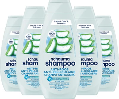 Schauma Shampoo Anti Roos - Haarverzorging - Roosvrij en Fris Haar - Aloe Vera - Voor Normale tot Gevoelige Hoofdhuid - Voordeelverpakking - 5x 400ml