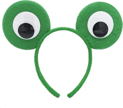 KIMU® Haarband Kikker Groen Bewegende Kikkerogen - Groene Diadeem Oog Ogen Oogjes Reptiel Vilt Frog Dames Heren Volwassenen Kinderen Festival