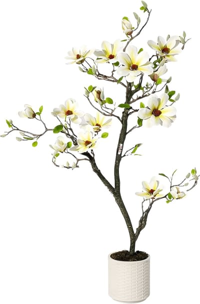 Kunstmatige Magnolia Boom 120 cm - Grote Kunstplant voor Binnen & Buiten - Realistische Bloesem