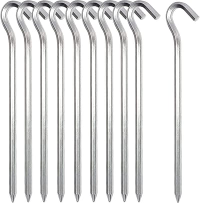 Stevige metalen tentpinnen van 7'' - 10 stuks, roestvrij en duurzaam voor kamperen, zeilen en outdoor activiteiten