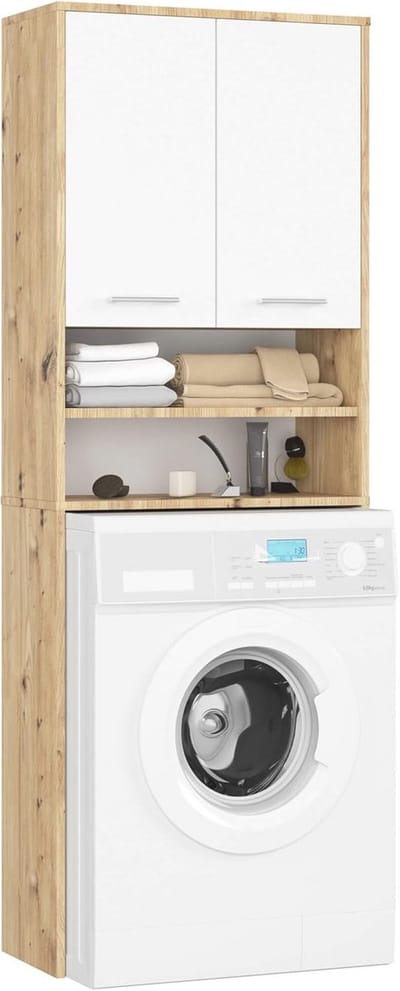 Wasmachine Ombouwkast - Hoge Kast Wasmachine - Ruimte Benutten - Met 2 Deuren - 64 x 180 x 30 cm