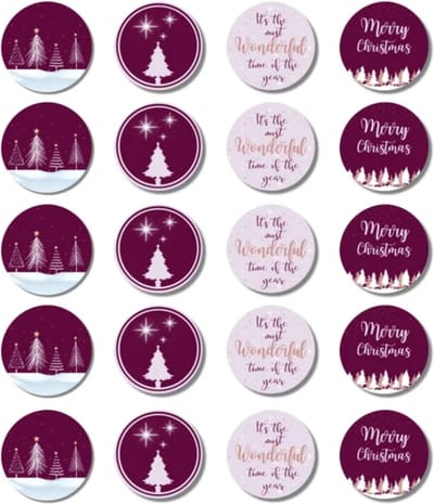Kerst - Cadeaustickers - 20 stuks - Paars - Lila - Merry Christmas - Diverse varianten - Etiketten - Stickers - Kerstmis - Kerstcadeau versieren