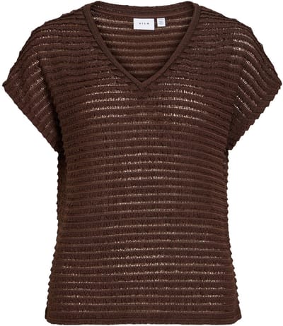 T-Shirt LOGAN V-NECK VILA COFFEE BEAN