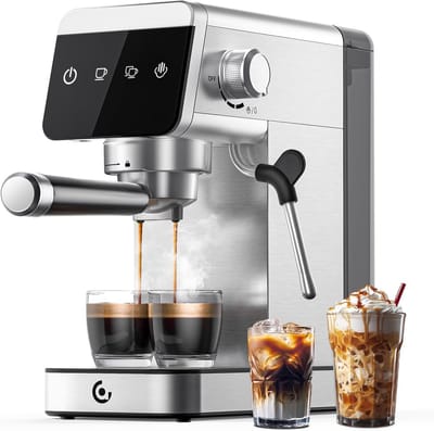Espressomachine - Koffiemachine Koffiezetapparaat - Thuis Koffie Zetten - 20 Bar Druk Systeem - 1.2L Tank - Zilver