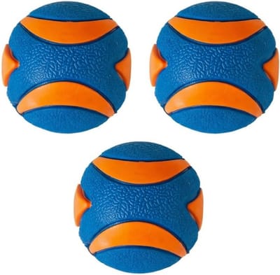 Famanu – Duurzame piepende hondenballen van rubber – Geschikt voor werpstok – Set van 3