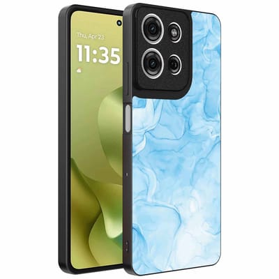 Geschikt voor Motorola Moto G86 Telefoonhoesje met marmer opdruk - TPU backcover case marble design - Lichtblauw - Smartphonica geschikt voor Motorola Moto G86