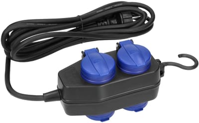 Orno Vrijstaande Stekkerdoos voor buiten - Verlengkabel met 4 stopcontacten - Kabellengte 10 meter - IP 44 - Zwart/blauw