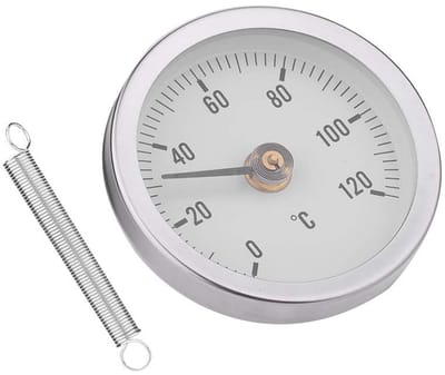 Bimetaal Oppervlaktethermometer voor Warmwaterleidingen 0-120°C - Clip-on