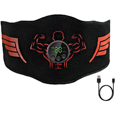 EMS Spierstimulator Elektrische Buiktrainer Riem Buikspier Trainer Lichaams Afslanken Fitness Trainingsapparatuur Afvallen Vet Verbranden orange belt black