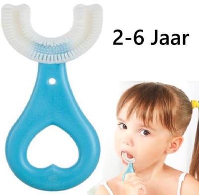 U-Vormige Tandenborstel Voor Kinderen 2-6 Jaar I Met Zachte Siliconen Borstelharen I Voor baby en peuter I Gebitsverzorging King I Blauw