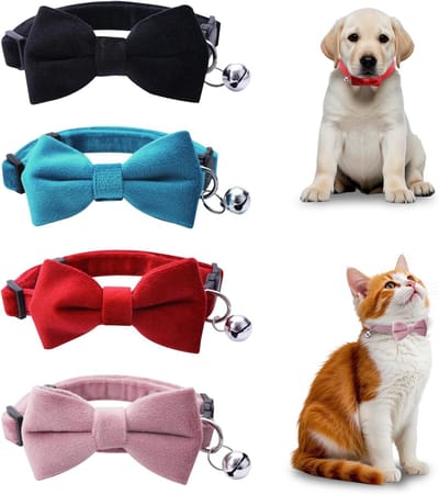 Halsbanden met bel, verstelbare veiligheidshalsbanden voor katten, kattenstrikband, kattenstrik, zwart, blauw, roze, rood
