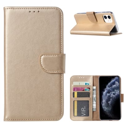 Hoesje Geschikt voor iPhone 11 Portemonnee hoesje - Goud