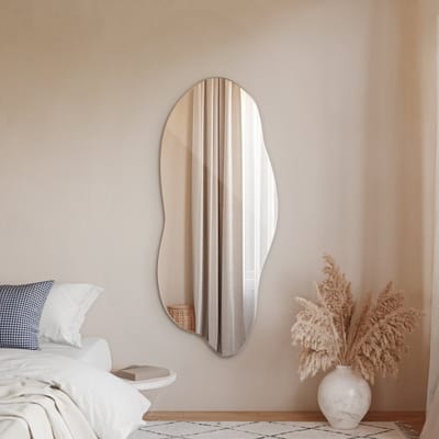 Coloray Organische Spiegel – Moderne Asymmetrische Wandspiegel van Hoogwaardig Glas, Elegant Design voor Woonkamer, Hal of Slaapkamer – Verkrijgbaar in 3 Maten - 35 cm x 80 cm