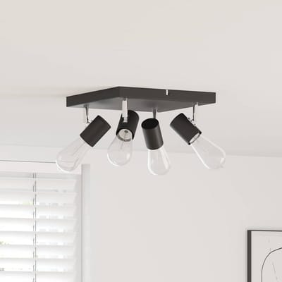 vidaXL Plafondspot met schijnwerpers Zwart 26 x 26 x 11,5 cm Metaal