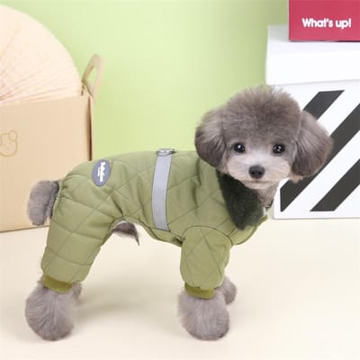 Warme Winter Huisdier Hond Jas Kleding voor Puppy Kleine Honden Huisdieren Jas Verdikken Bontkraag Hondenkleding Jumpsuit Chihuahua Kostuum Mopshond S beige