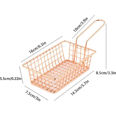 1 STKS Creatieve rechthoekige frietmand Snackmand Gefrituurd voedselcontainer met handvat Westerse restaurant snackmand beige