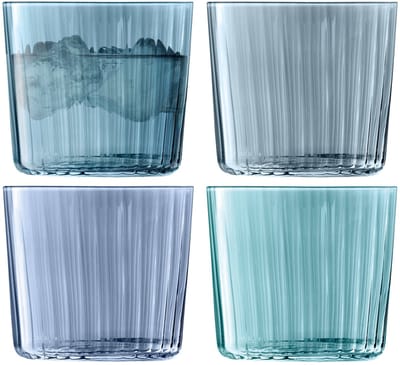 L.S.A. - Gems Tumbler Glas 310 ml Set van 4 Stuks Assorti - Porselein - Transparant