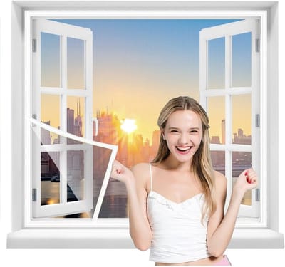 Insectenhor Raamrolmaat 55x100cm Zelfklevend Zonder Boren Witte Horgaas