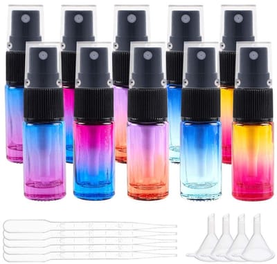 JHUBERS - Glazen Spuitfles Set - Mini-Fijnnevelverstuiver - Met Druppelaars en Trechters - Herbruikbaar - Voor Cosmetica - 10 Stuks