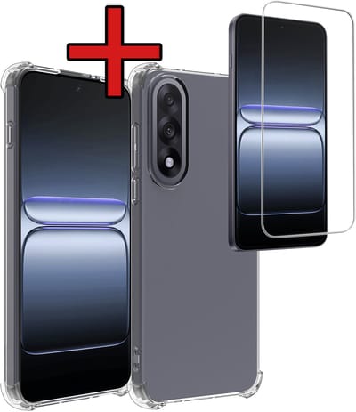 Hoesje - Met Screenprotector - Geschikt voor OnePlus Nord 5 - Sterk & Shockproof - Back Cover - Siliconen Case - Telefoon Hoes - Shock Proof - Telefoonhoes - Transparant