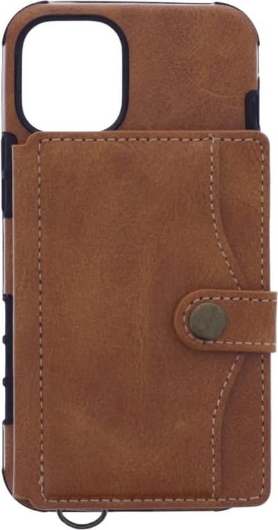 Backcover hoesje Geschikt voor: Apple iPhone 12 Pro Max hoesje - Pasjeshouder case - Ruimte voor pasjes - Siliconen en Polsbandje - Lichtbruin
