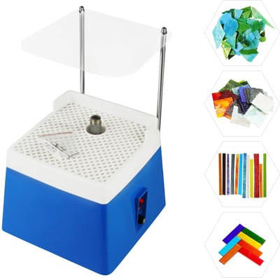 JAQZY Glas Slijp Machine - Mini Glasslijpmachine - Glas en Keramiek - Draagbaar - Met Diamantslijpbit - 65W Motor - Blauw