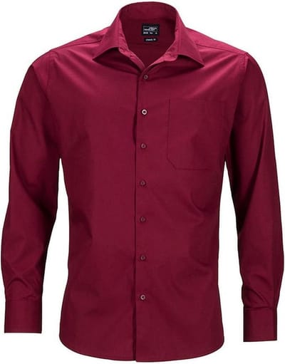 Daiber Heren Longsleeve Zakelijk Shirt (Wijn)