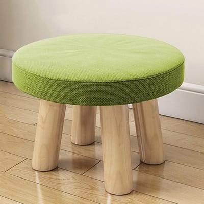 Voetenbank Ottomaans - Poef Krukje - Voeten Rusten - Houten Poten - 28x10 cm - Groen