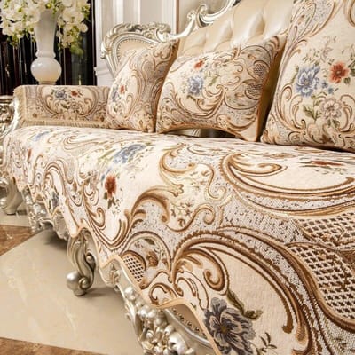 Chenille Jacquard Stof Bankhoes Europese Luxe Woonkamer Decoreren Bankkussen Vier Seizoenen Universeel Antislip Hoes 1pc armrest 58x65cm white